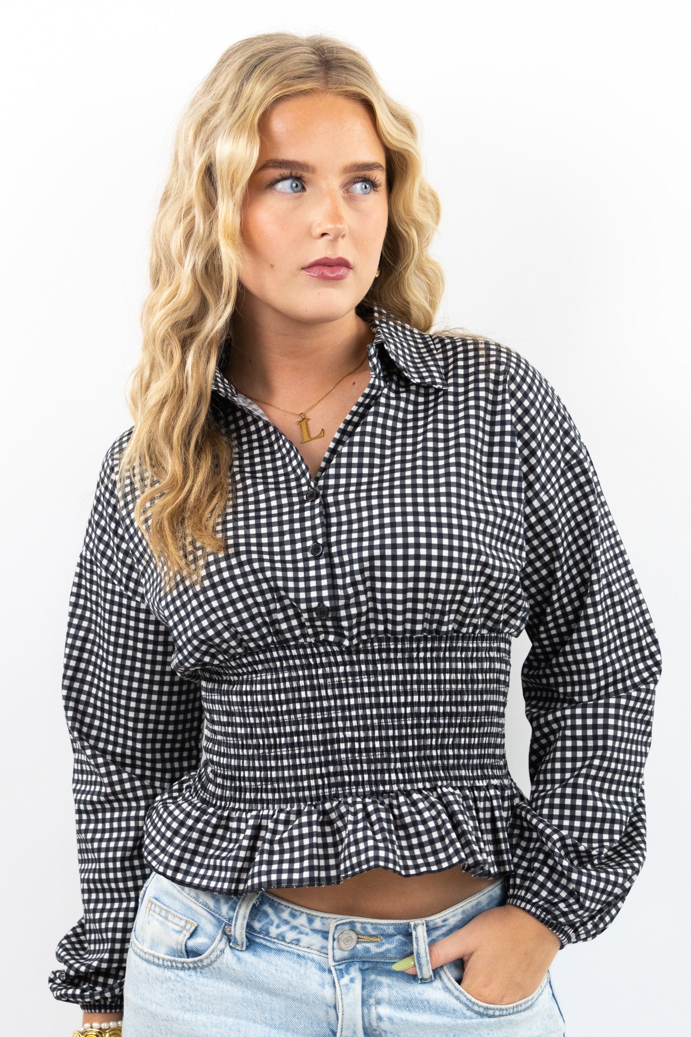 Fitted Gingham Top