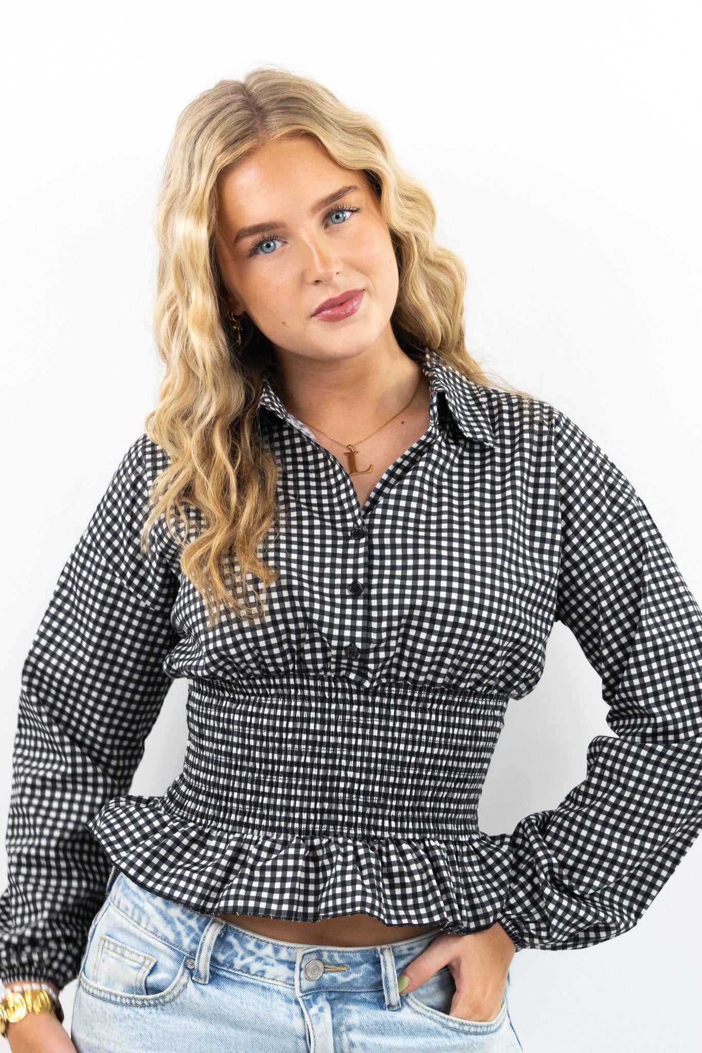 Fitted Gingham Top