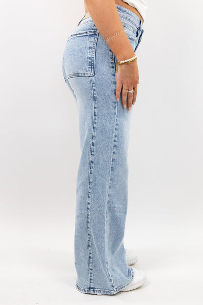 Sculpt Side Wide Leg Jeans - Stretch