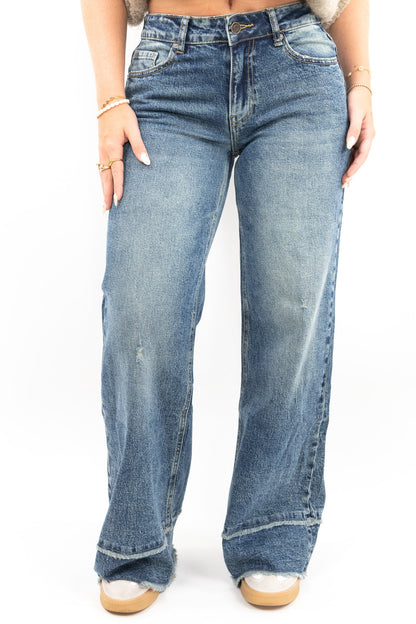 Raw Edge Wide Jeans