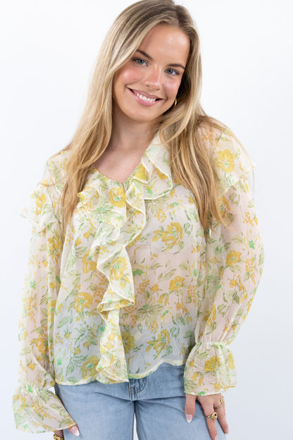 Volant flower blouse